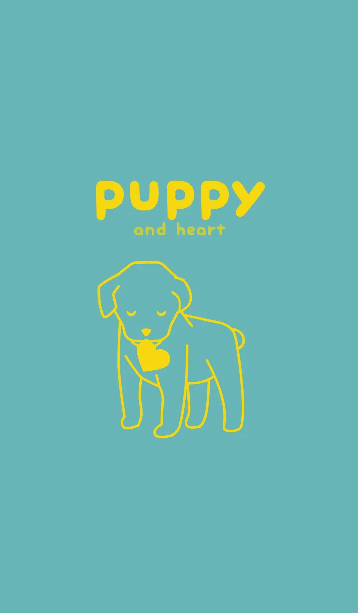 [LINE着せ替え] 子犬とハート Aquamarineの画像1