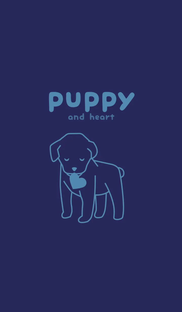 [LINE着せ替え] 子犬とハート Purple navyの画像1