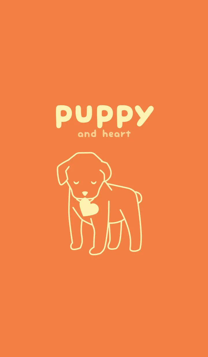[LINE着せ替え] 子犬とハート Tangerine orangeの画像1