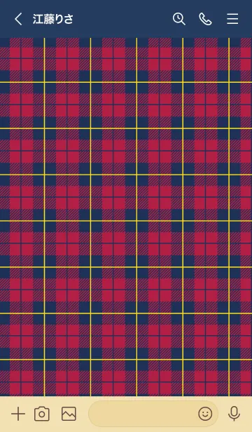 [LINE着せ替え] Check Pattern NAVY&RED 2の画像3