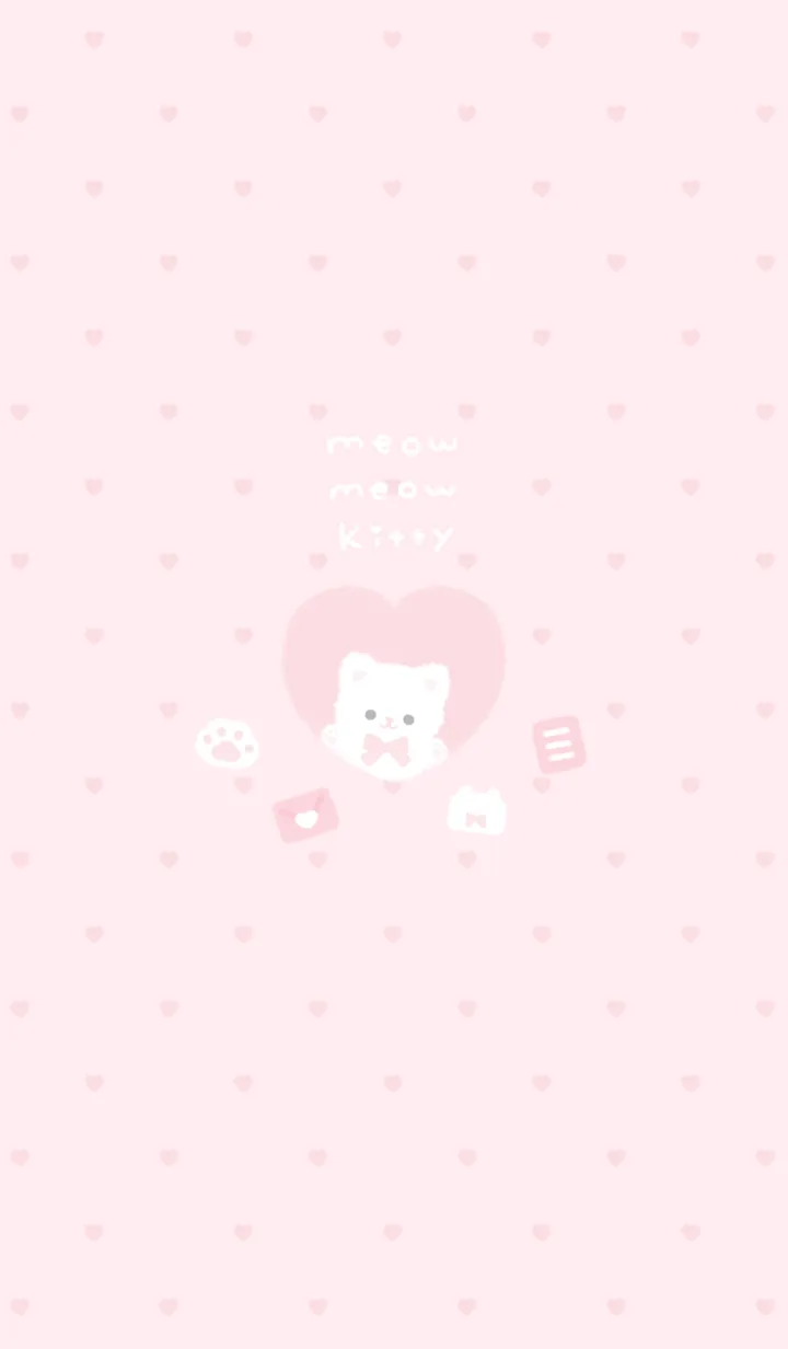 [LINE着せ替え] ふわふわこねこ ♡ ぴんくの画像1