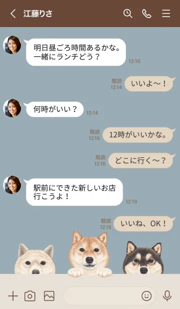 [LINE着せ替え] ワンワン！- 柴犬 - ダスティブルーの画像4