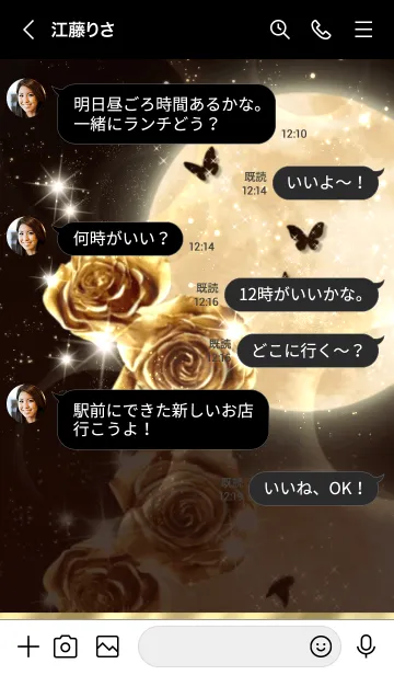 [LINE着せ替え] 願いが叶う❤︎黄金の薔薇と満月と蝶の画像4