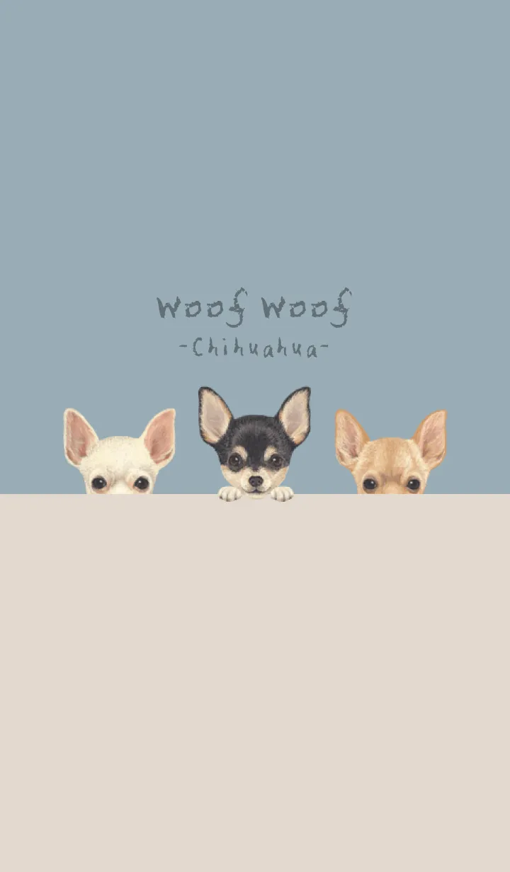 [LINE着せ替え] ワンワン！- チワワ - ダスティブルーの画像1