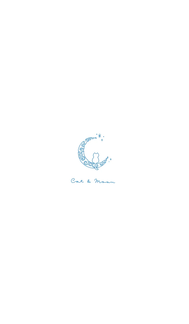 [LINE着せ替え] ネコと月。ブルーホワイトの画像1