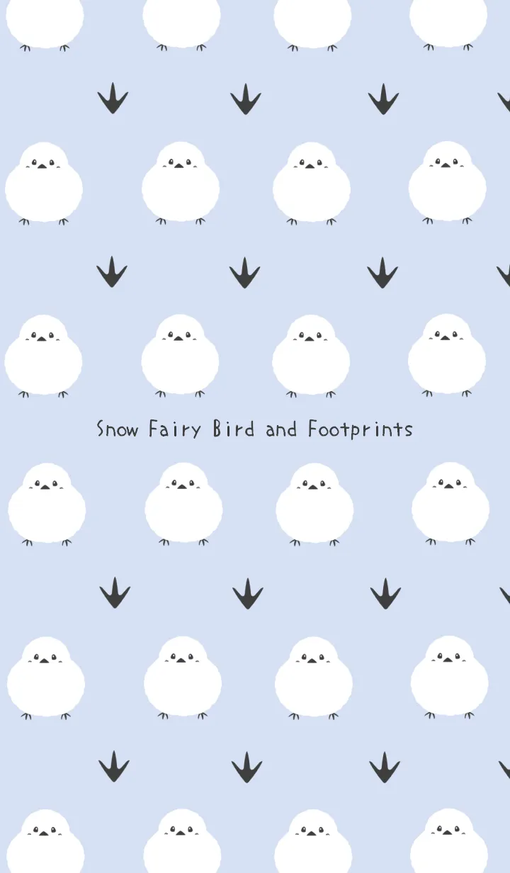 [LINE着せ替え] シマエナガと足跡の着せかえ/ブルーグレイの画像1