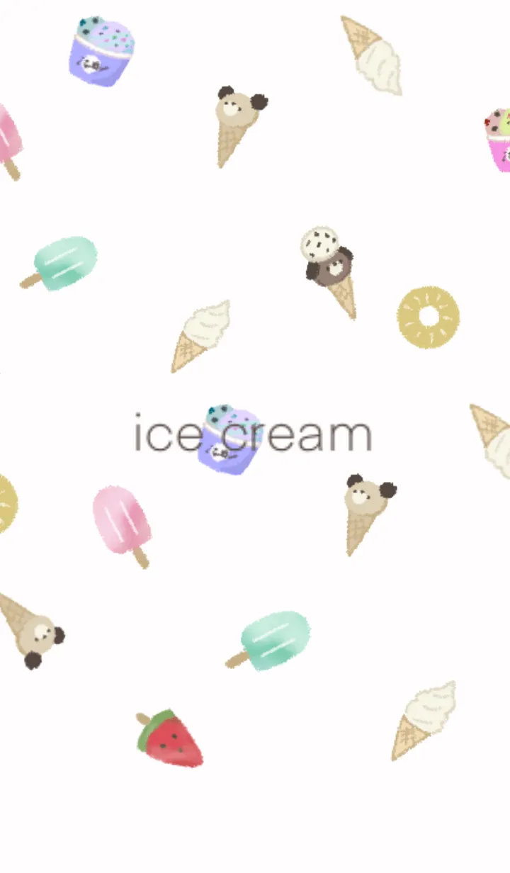 [LINE着せ替え] ♡かわいいくま♡〜ice cream〜の画像1