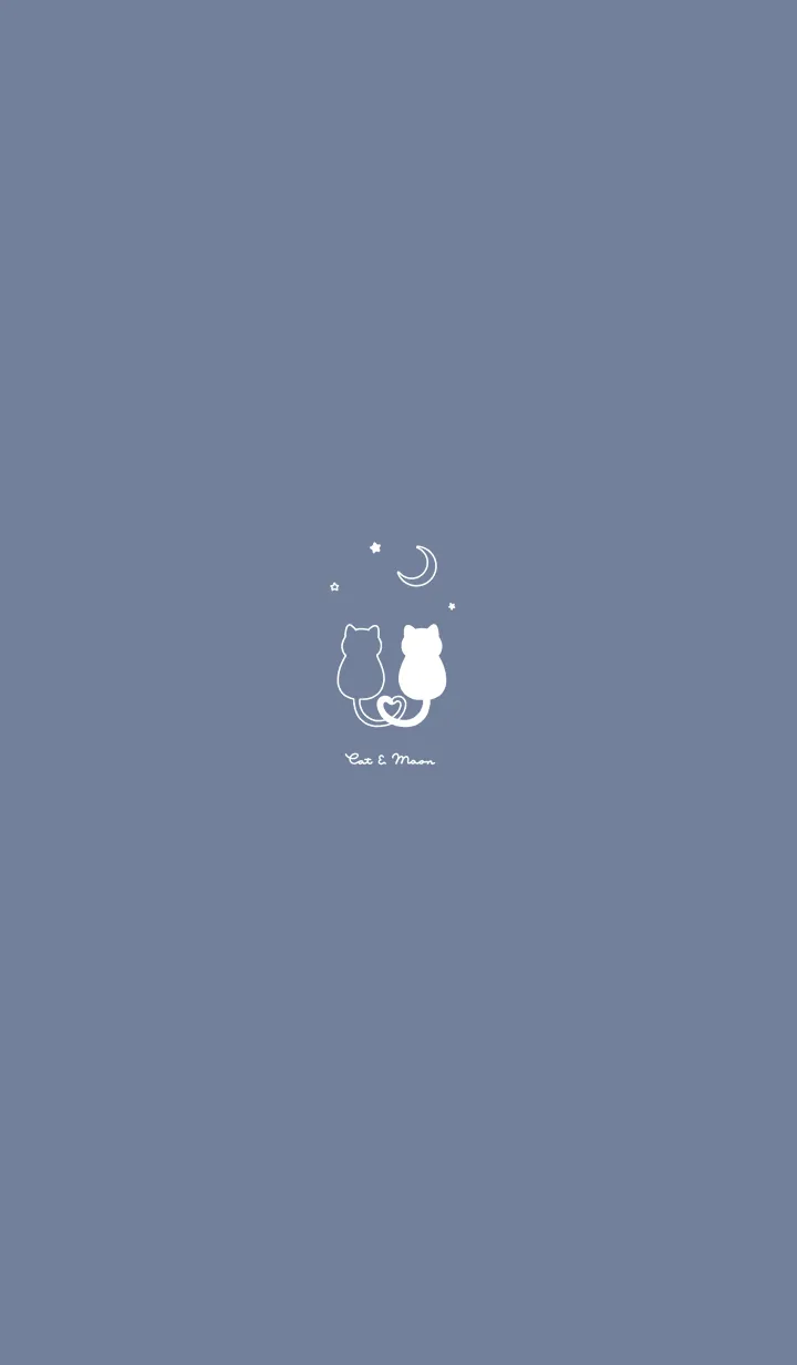 [LINE着せ替え] ネコと月。白とブルーグレーの画像1