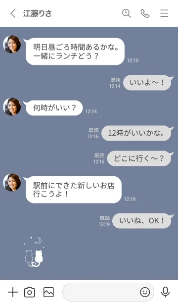 [LINE着せ替え] ネコと月。白とブルーグレーの画像4