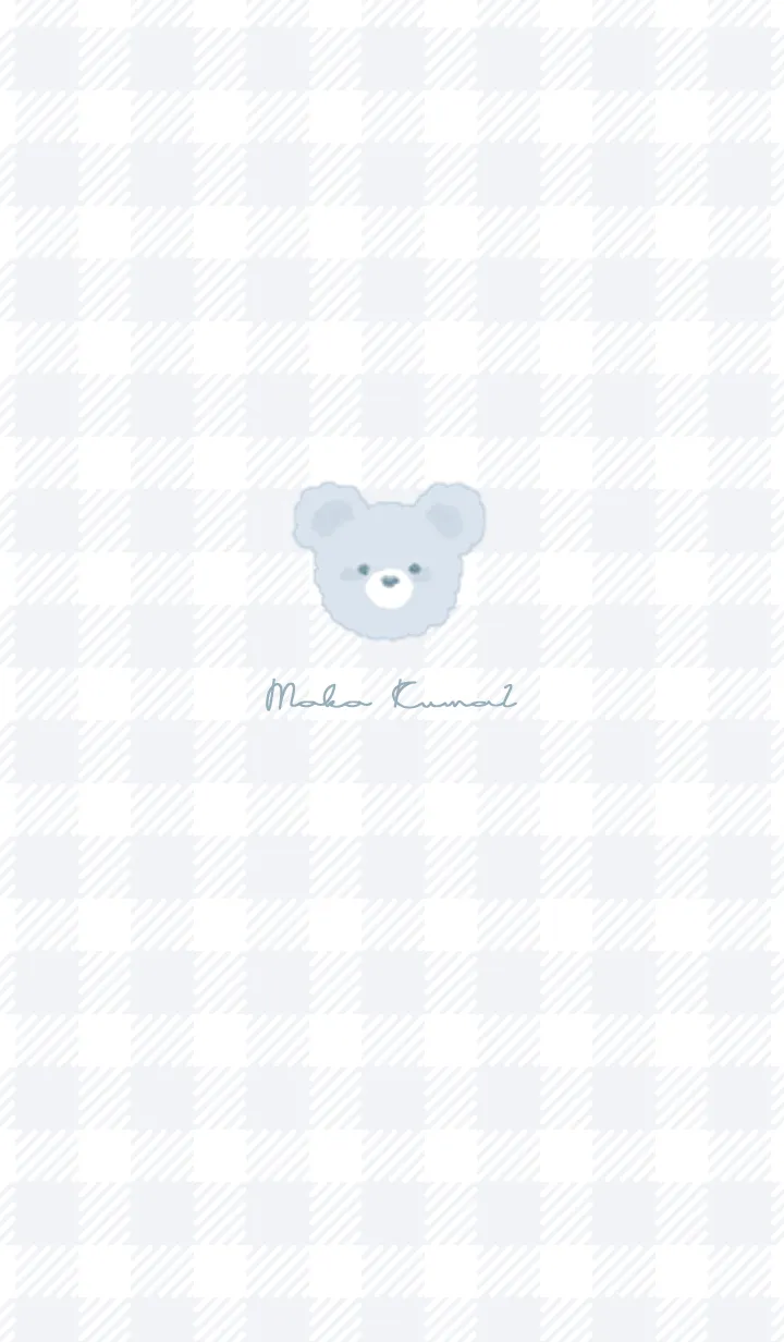 [LINE着せ替え] もこくま 2 #チェック柄 #ブルー グレーの画像1