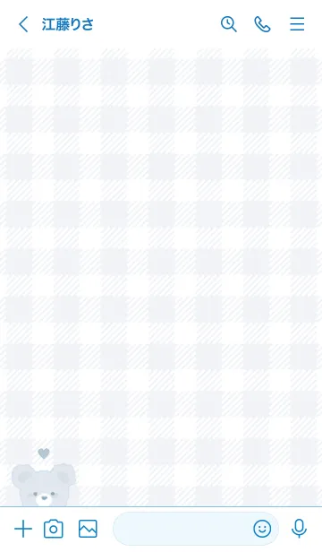 [LINE着せ替え] もこくま 2 #チェック柄 #ブルー グレーの画像3
