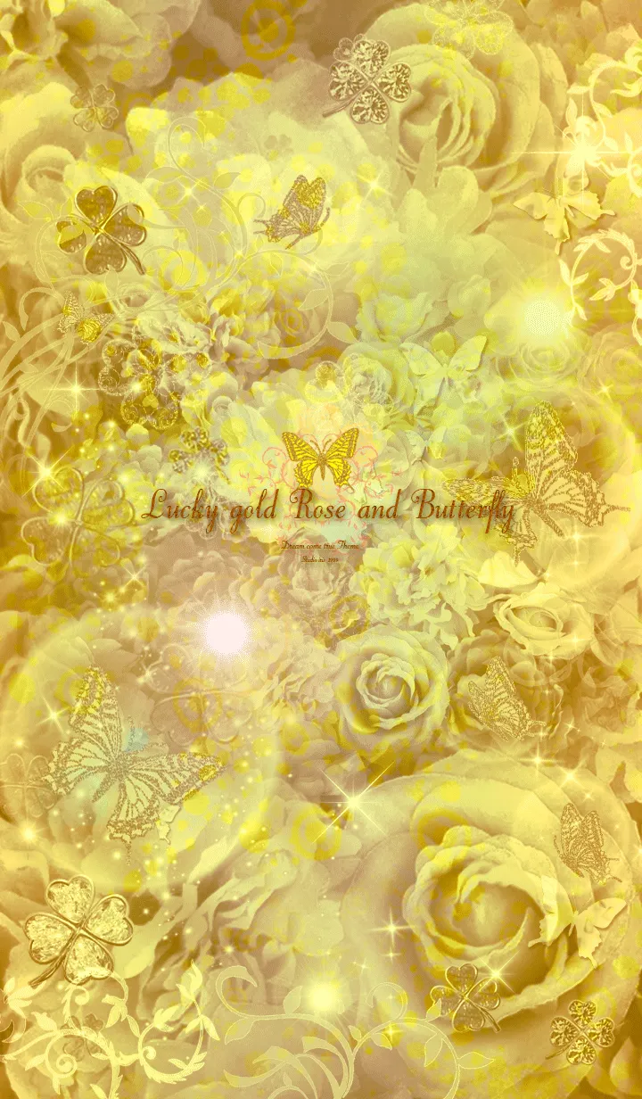[LINE着せ替え] 金運最強にする着替え ゴールドバラと蝶の画像1