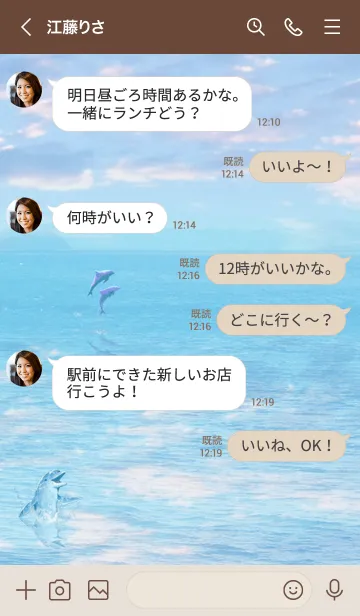 [LINE着せ替え] Sky and sea 幸運のイルカ2の画像4