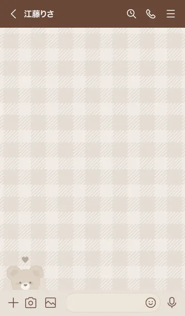 [LINE着せ替え] もこくま 2 チェック柄 #ブラウンベージュの画像3