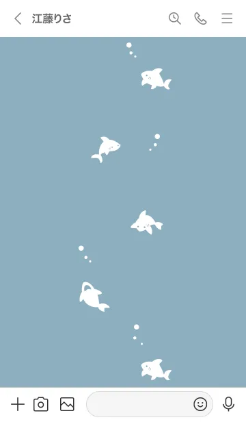 [LINE着せ替え] シンプルなサメ くすみブルーの画像3