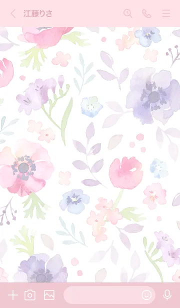 [LINE着せ替え] Watercolor Flowers 8の画像3