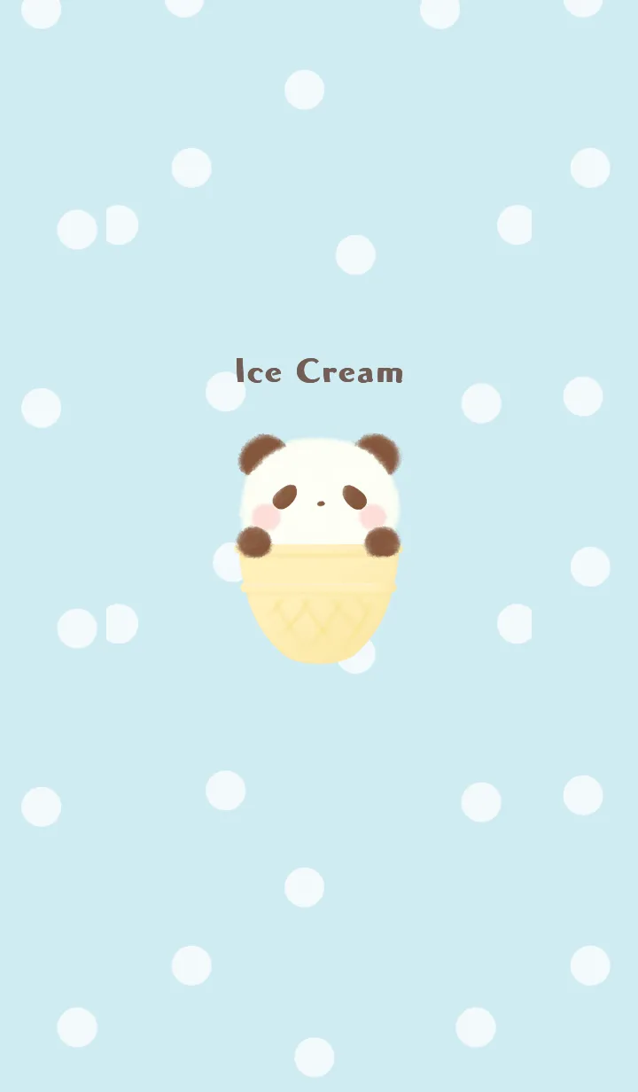 [LINE着せ替え] アイスクリーム -パンダ- ブルー ドットの画像1