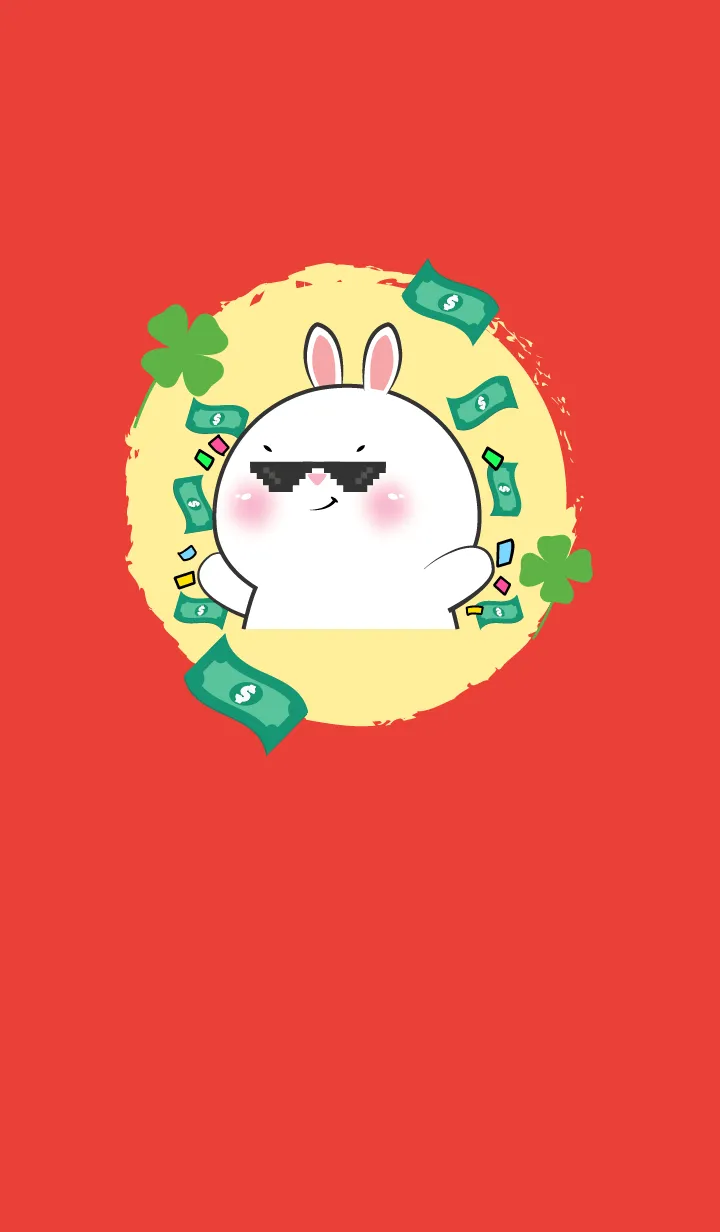 [LINE着せ替え] Simple White Rabbit Lucky Theme (JP)の画像1