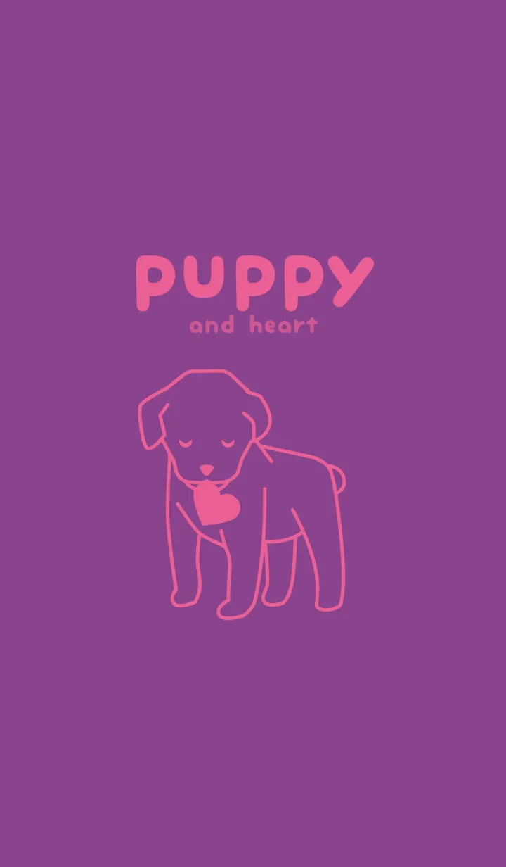 [LINE着せ替え] 子犬とハート Amaranth purpleの画像1