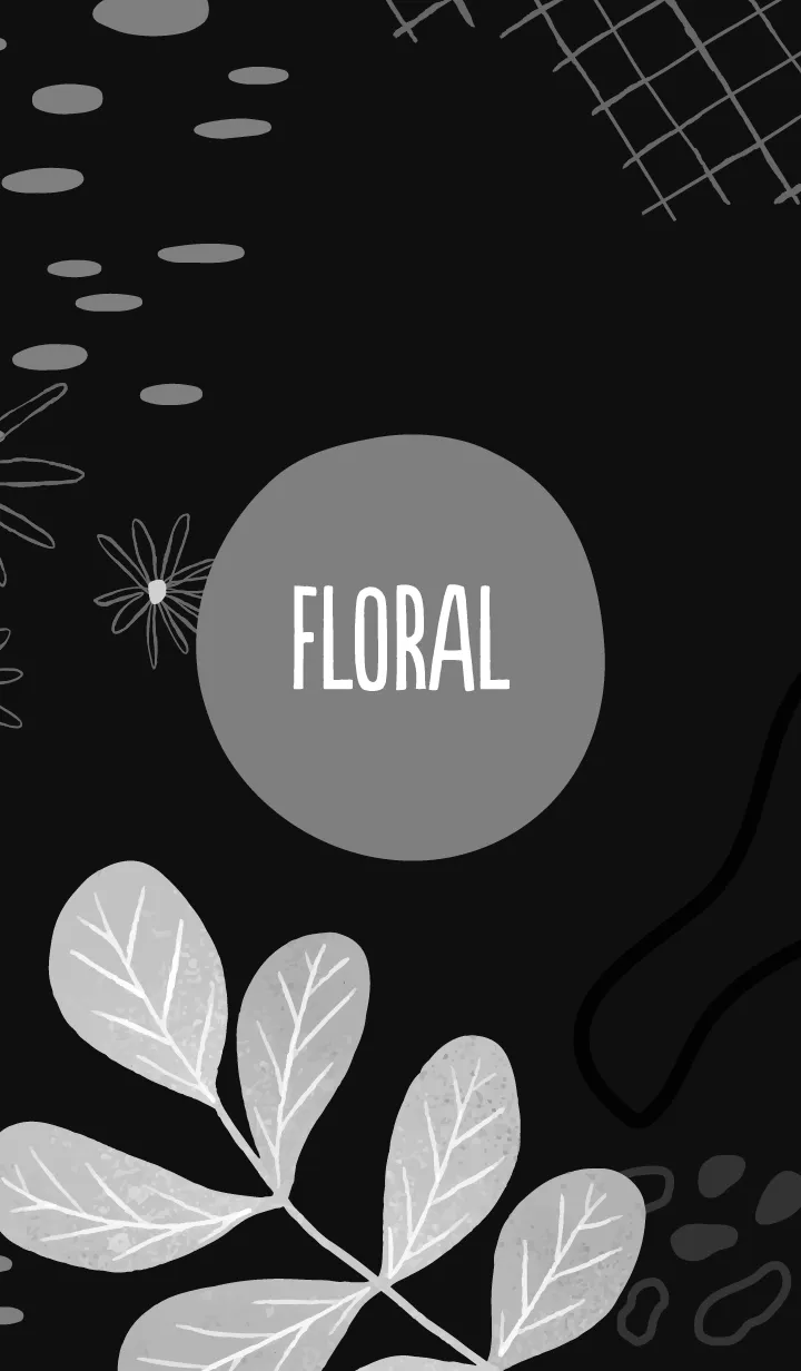 [LINE着せ替え] Hand Drawn Floral Black 11の画像1