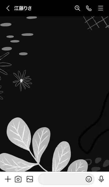 [LINE着せ替え] Hand Drawn Floral Black 11の画像3