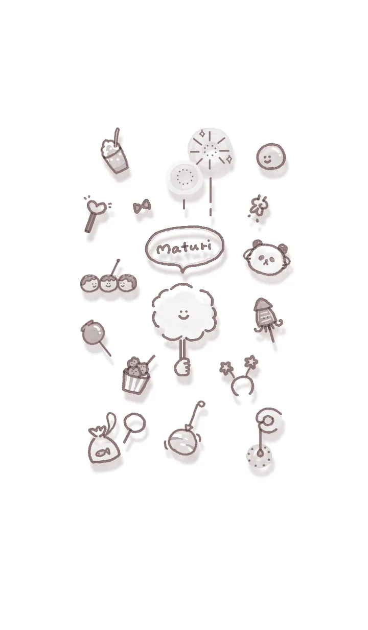 [LINE着せ替え] 夏祭りアイコン3★グレージュ02_1の画像1