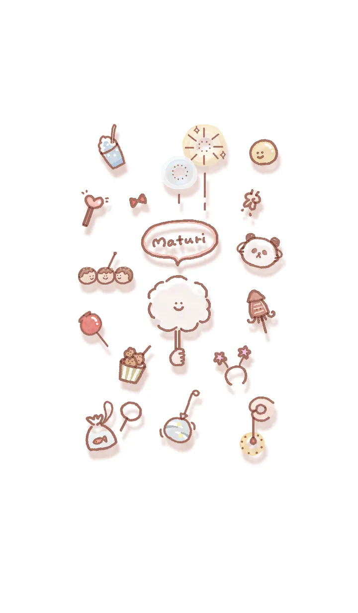 [LINE着せ替え] 夏祭りアイコン2★ピンクブラウン05_1の画像1