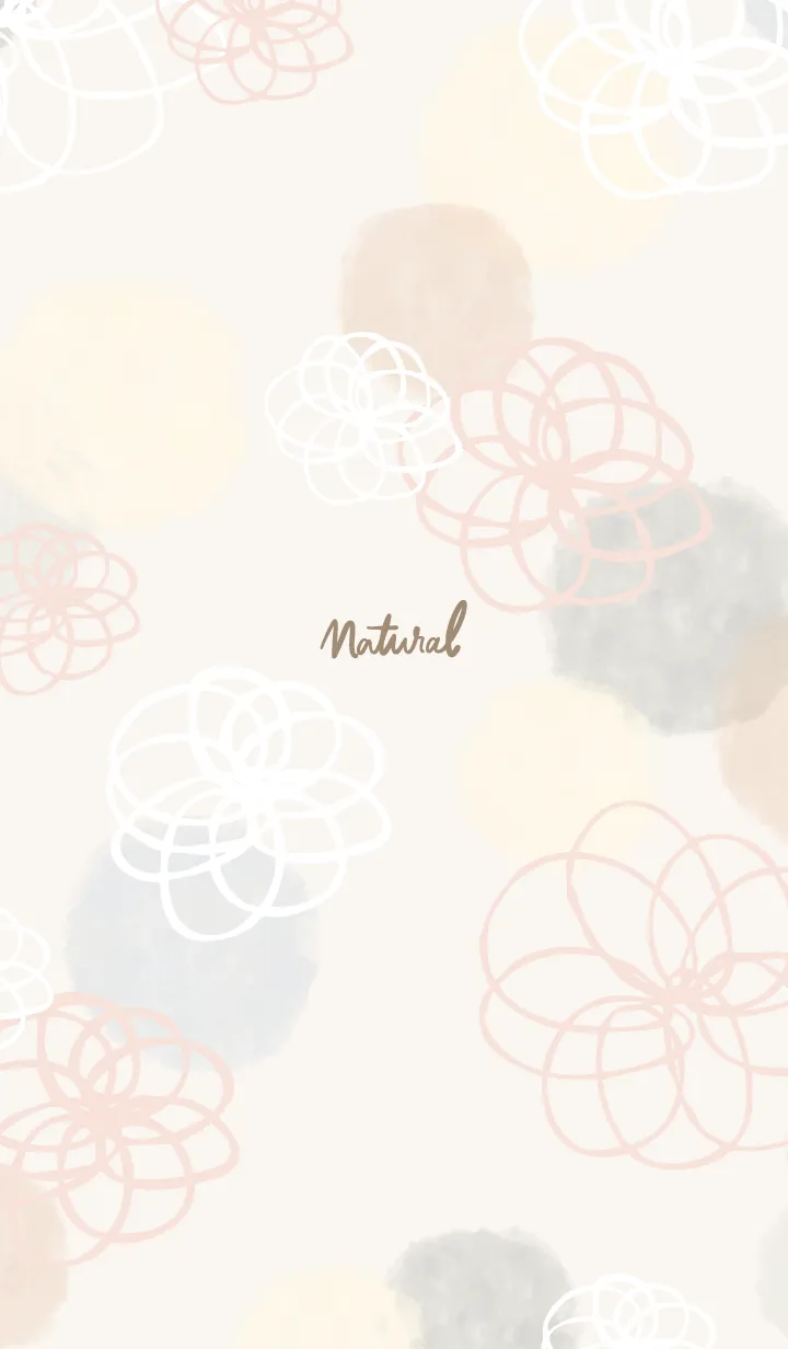 [LINE着せ替え] 花と水彩丸 グレー7の画像1