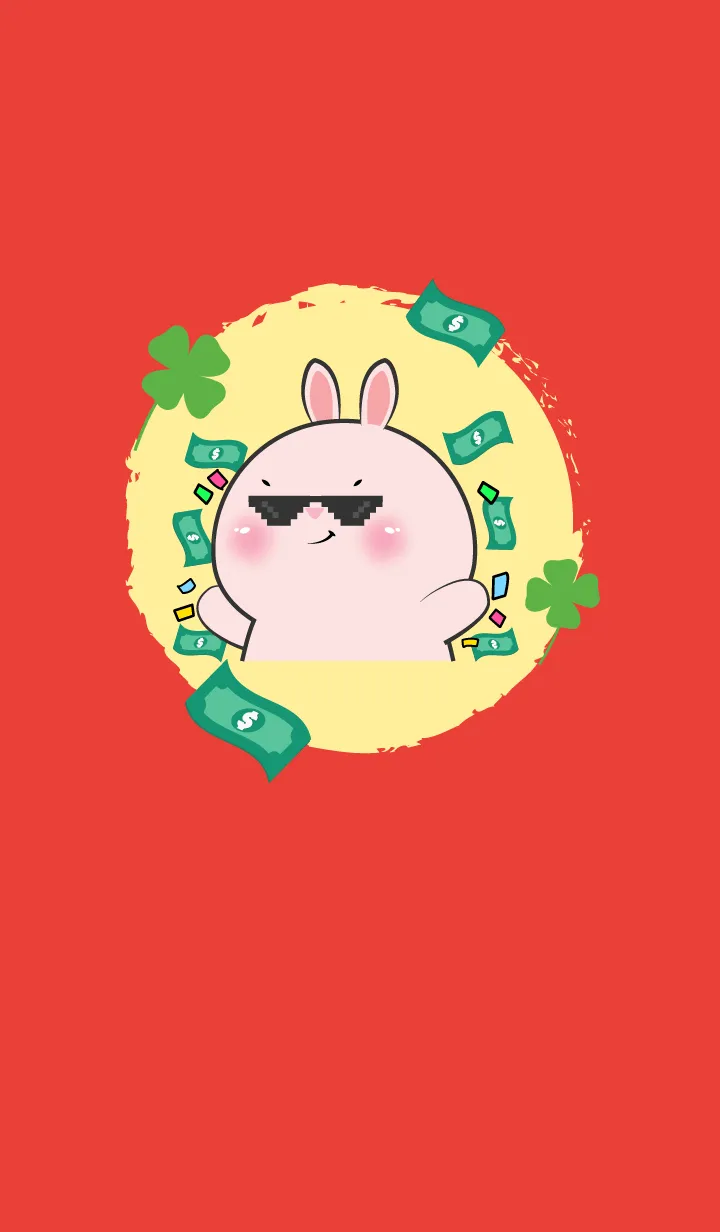 [LINE着せ替え] Simple Pink Rabbit Lucky Theme (JP)の画像1