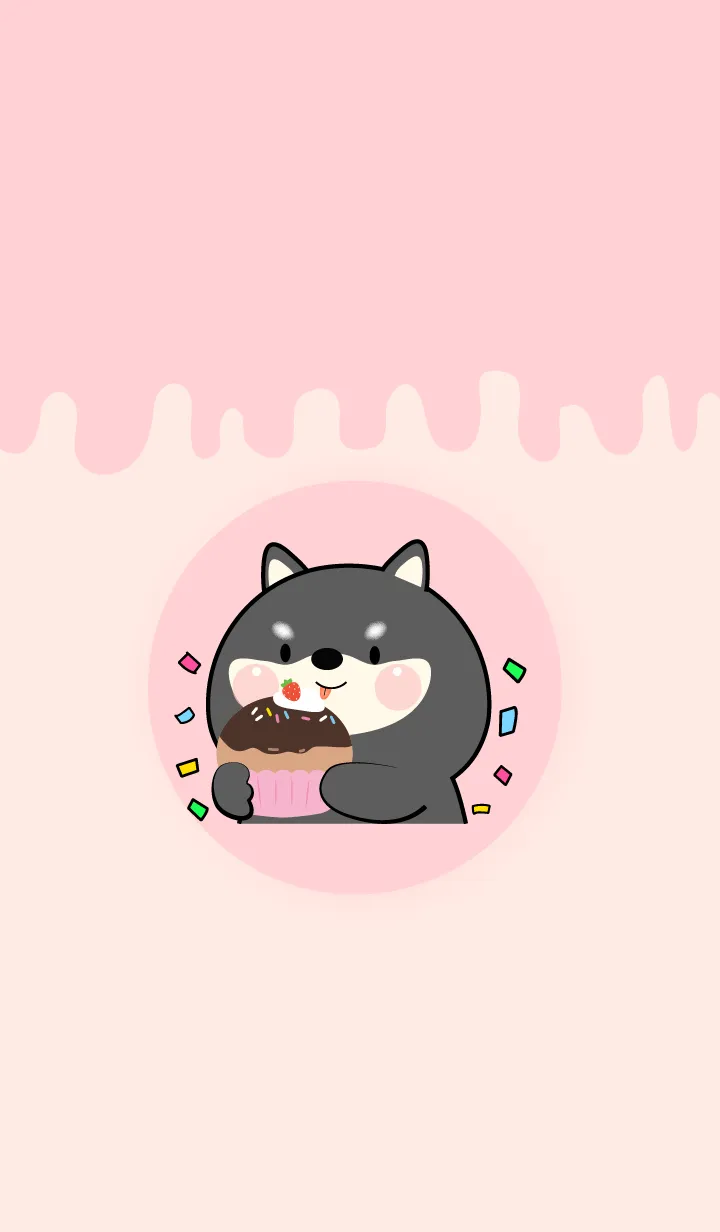 [LINE着せ替え] Black Shiba Inu Love Sweet Theme (JP)の画像1