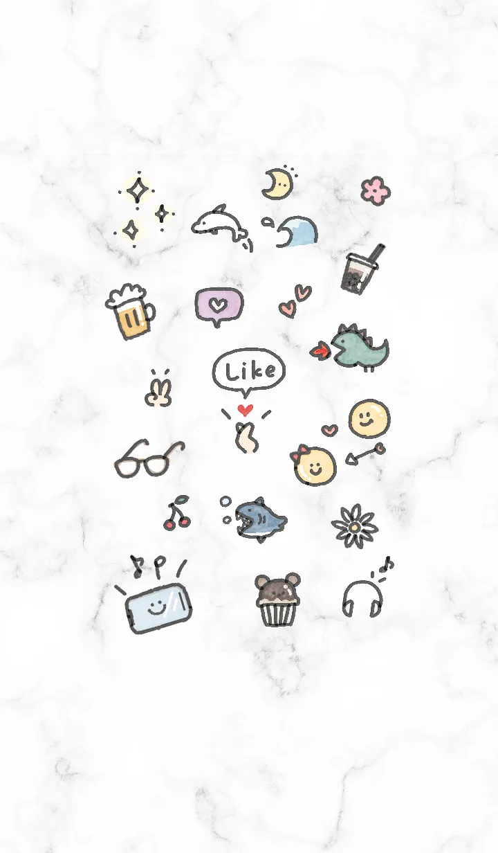 [LINE着せ替え] 手描きアイコン♬ホワイト01_1の画像1