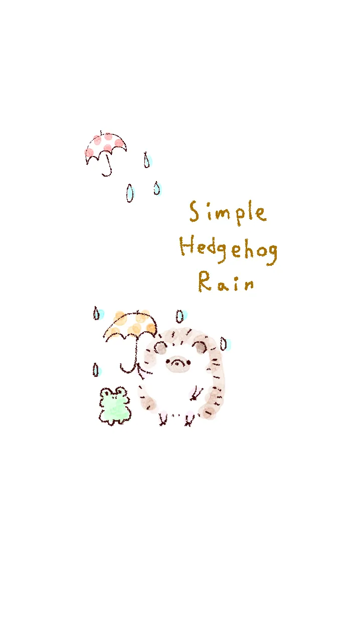 [LINE着せ替え] シンプル はりねずみ 雨 ホワイト ブルーの画像1