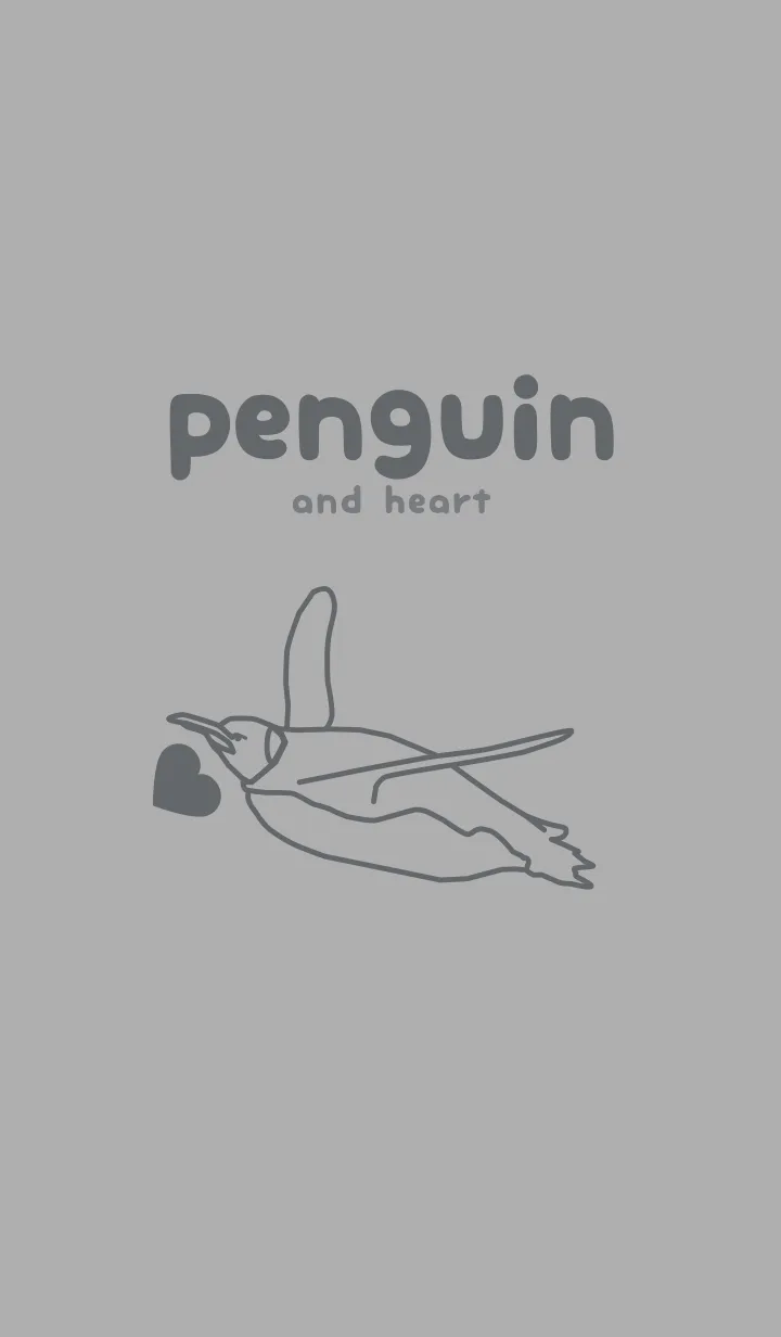 [LINE着せ替え] ペンギンとハート (シルバーグレイ)の画像1