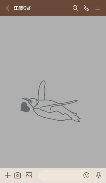 [LINE着せ替え] ペンギンとハート (シルバーグレイ)の画像3