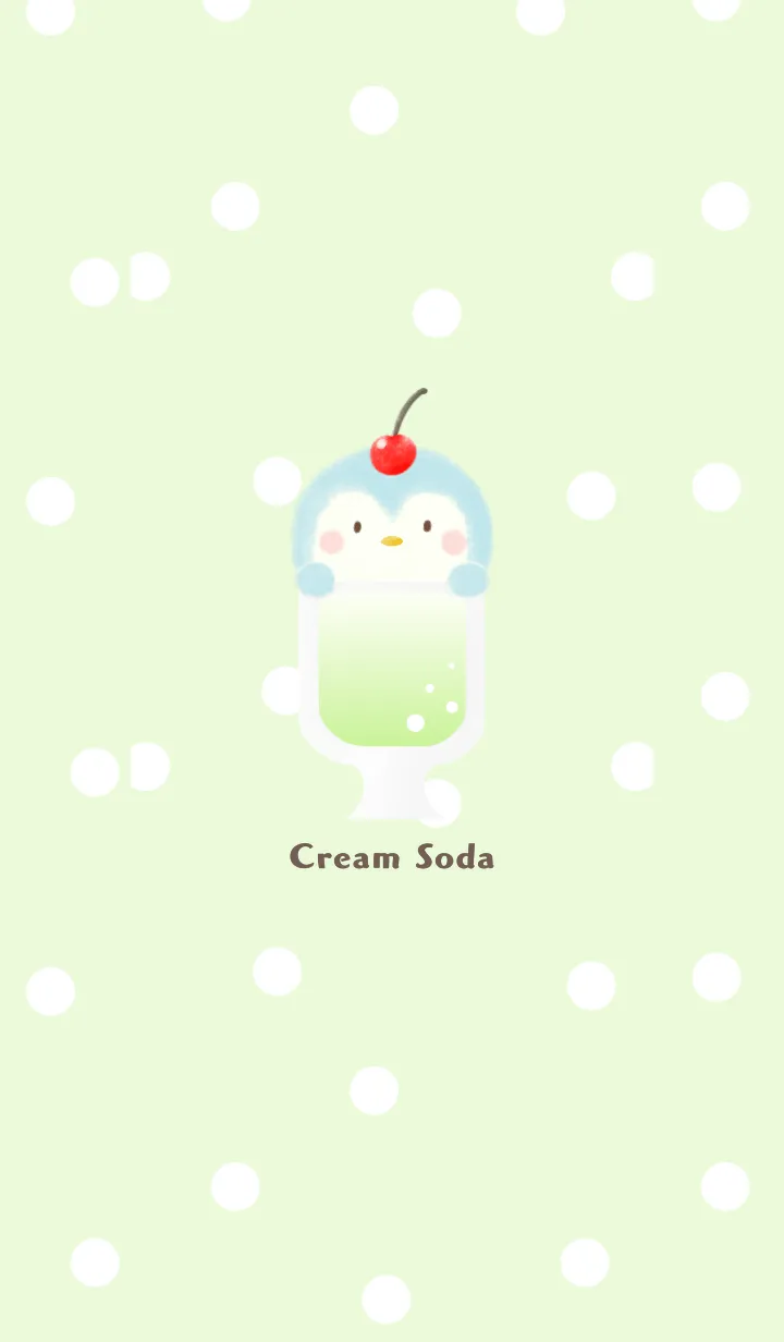 [LINE着せ替え] クリームソーダ-ペンギン- メロン ドットの画像1