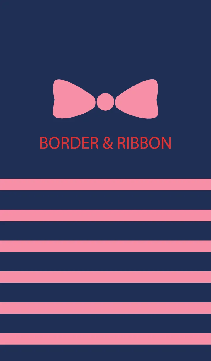 [LINE着せ替え] BORDER & PINKRIBBON -Navy 7-の画像1