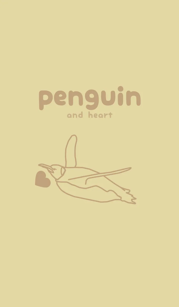 [LINE着せ替え] ペンギンとハート (クリーム)の画像1