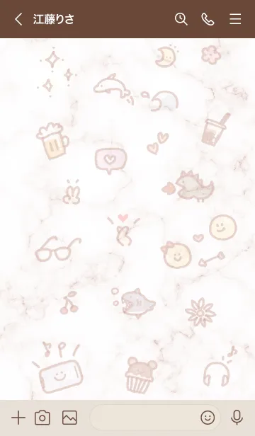 [LINE着せ替え] 手描きアイコン♬ピンクブラウン08_1の画像3