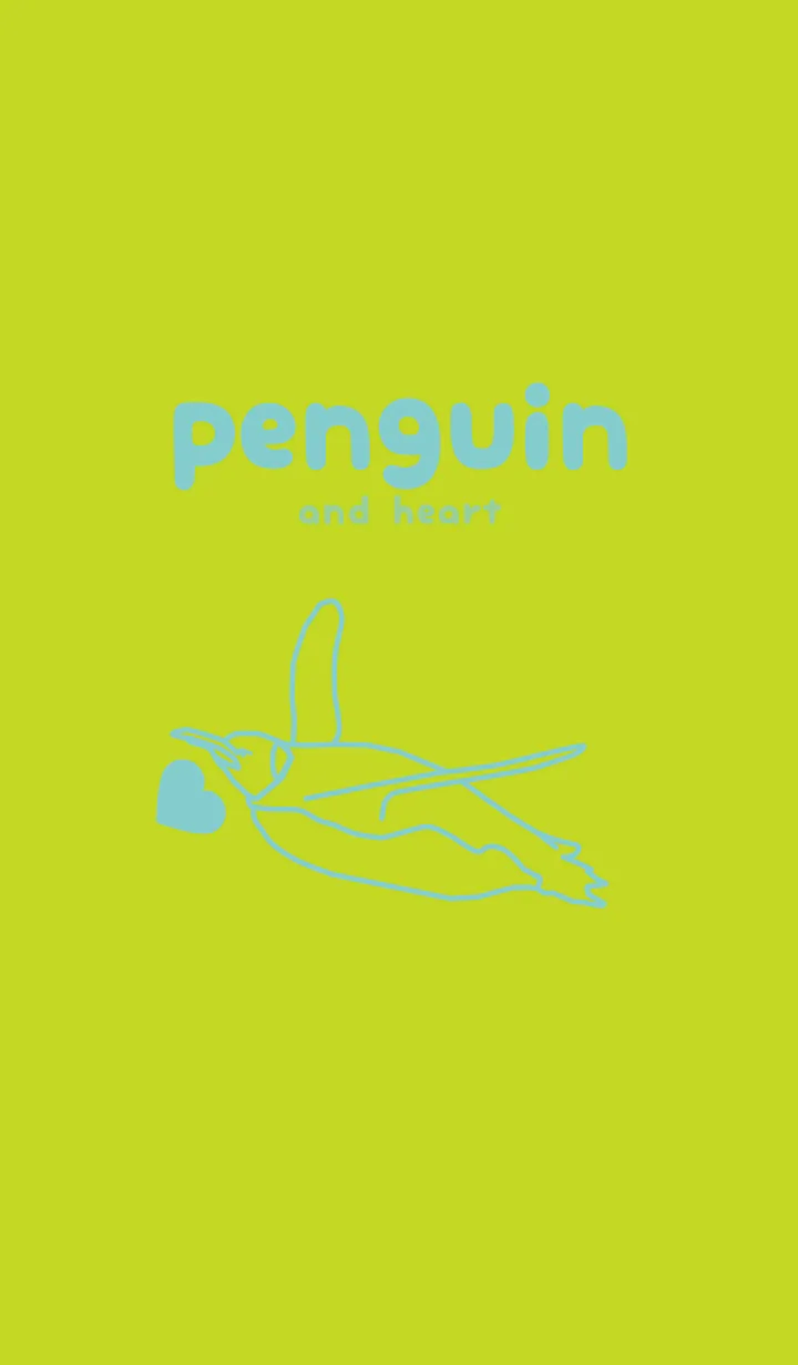 [LINE着せ替え] ペンギンとハート (若草色)の画像1