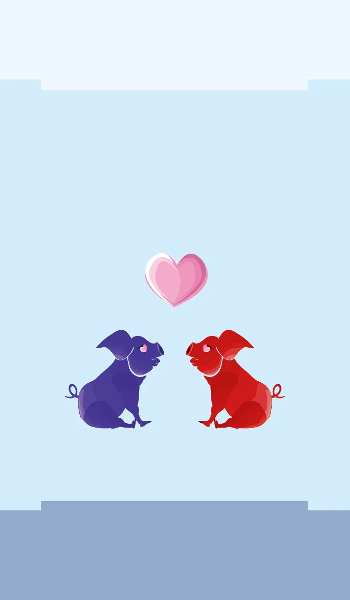 [LINE着せ替え] ekst Blue（Pig）Love Red（Pig）の画像1