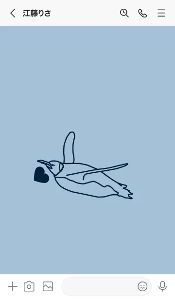 [LINE着せ替え] ペンギンとハート (スモークブルー)の画像3