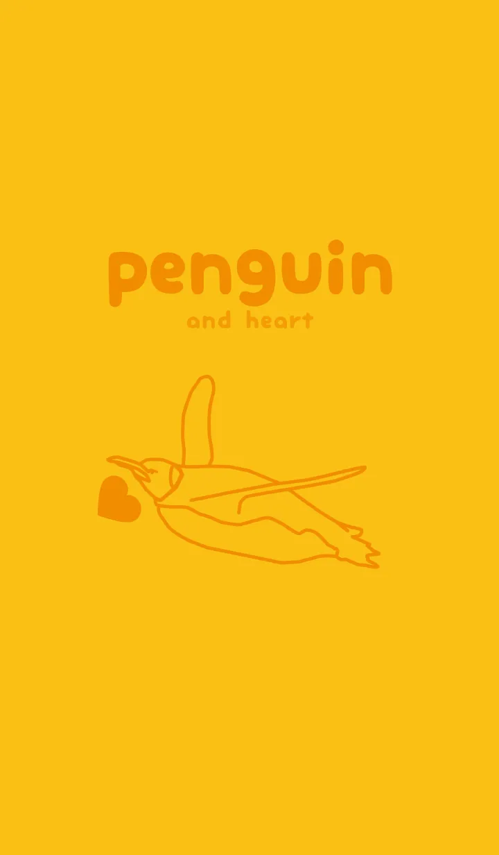 [LINE着せ替え] ペンギンとハート (鬱金色)の画像1