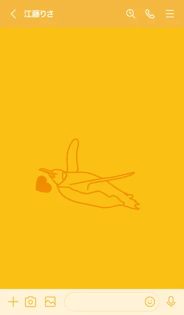[LINE着せ替え] ペンギンとハート (鬱金色)の画像3