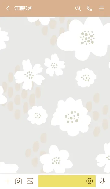 [LINE着せ替え] 白いお花と点々 グレージュ5の画像3