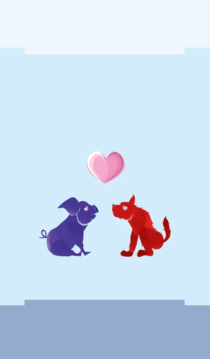 [LINE着せ替え] ekst Blue（Pig）Love Red（Dog）の画像1