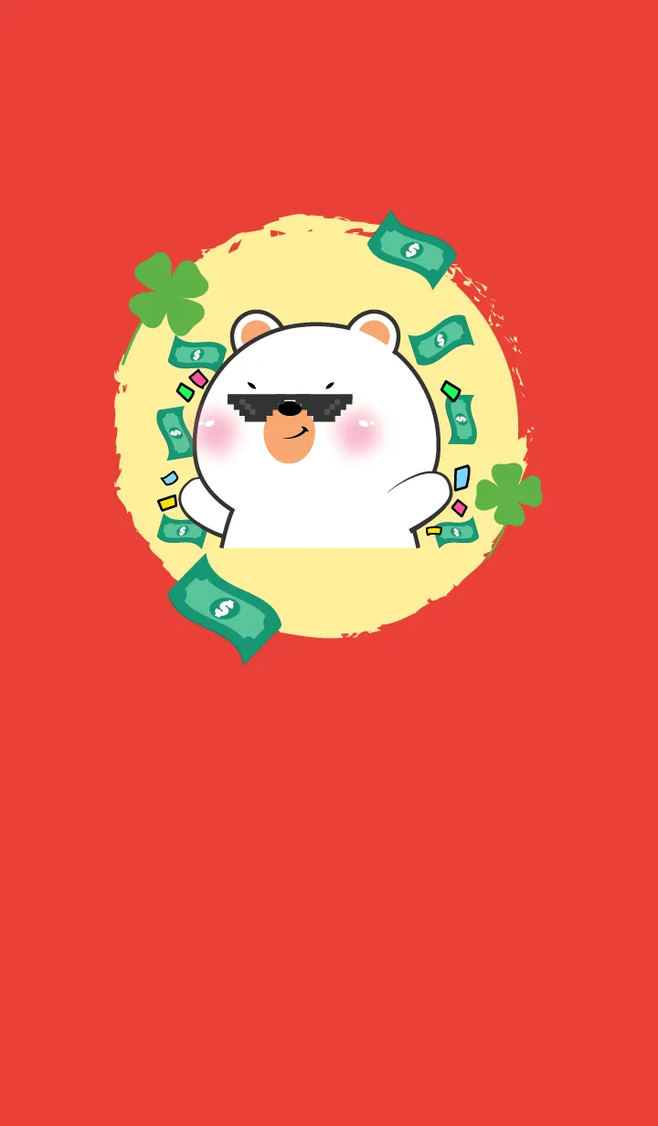 [LINE着せ替え] Simple White Bear Lucky Theme (JP)の画像1