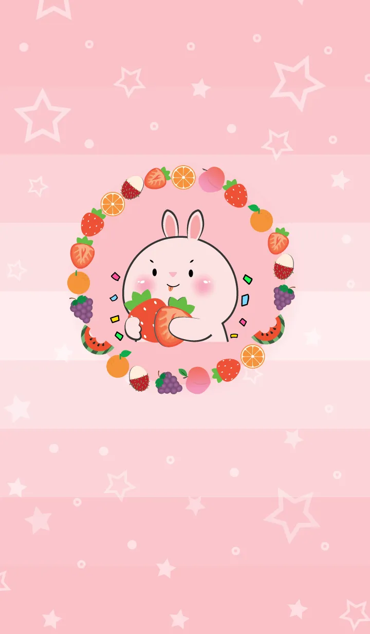 [LINE着せ替え] Simple Pink Rabbit Love Fruit Theme (JP)の画像1