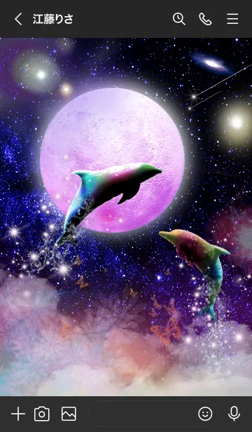 [LINE着せ替え] 恋が叶う♥ストロベリームーンとイルカ♥の画像3