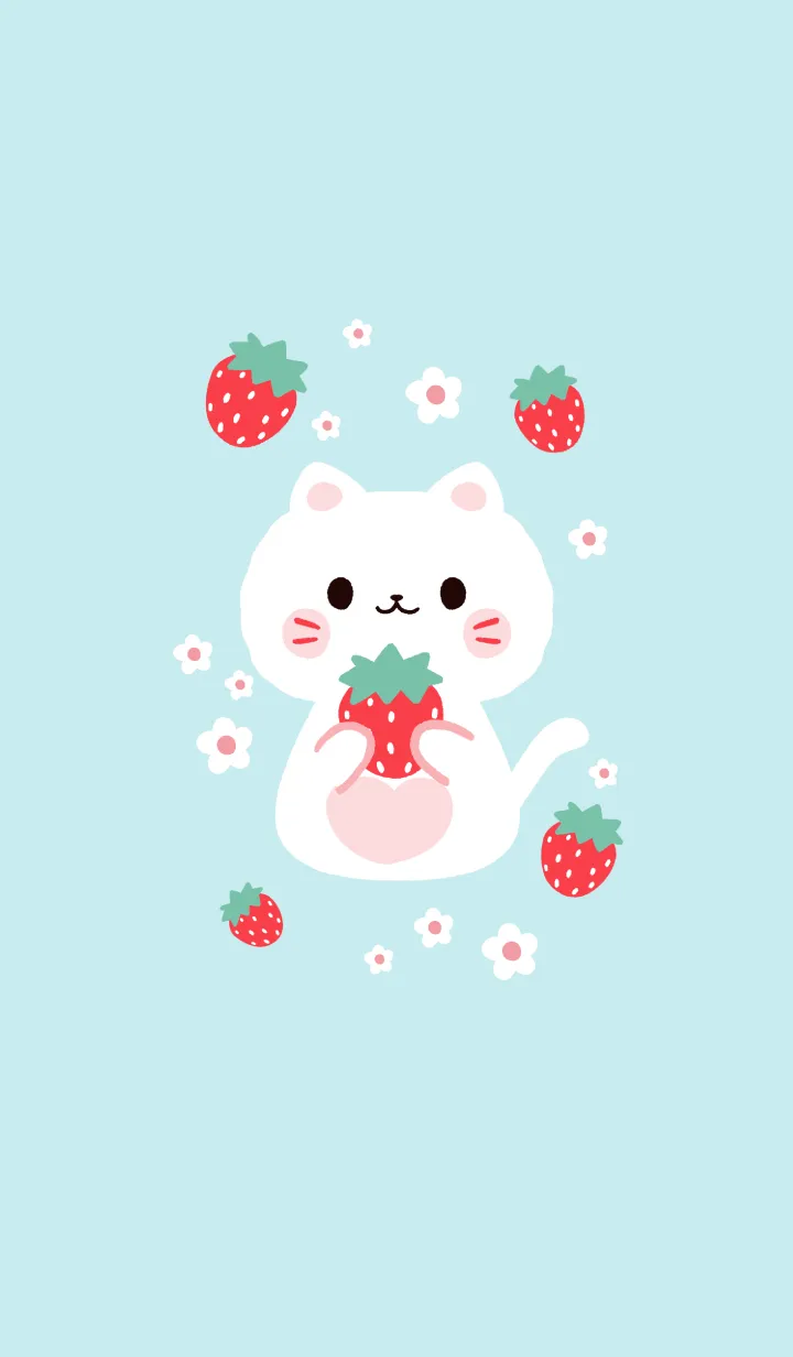 [LINE着せ替え] MEEMEE Cat with strawbrry 3の画像1