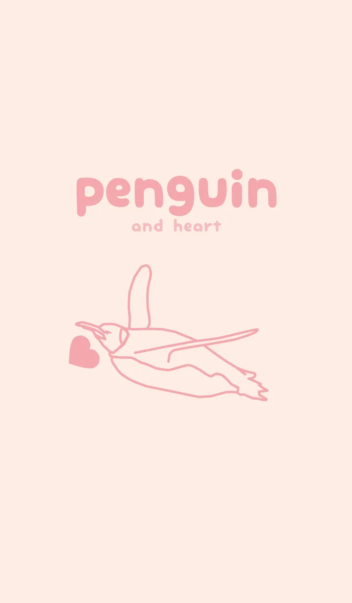 [LINE着せ替え] ペンギンとハート (ベビーピンク)の画像1